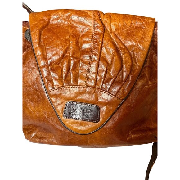 Vtg 70s LANDY WESTERN LEATHER Shoulder Crossbody Bag Brown Adjustable Long Strap - Picture 2 of 8